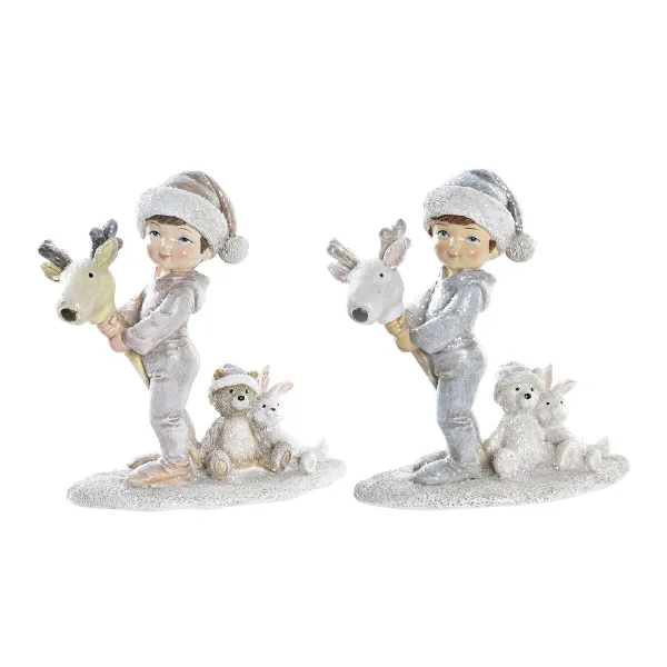 Joulukuusenpallo DKD Home Decor Hartsi Lapsi (11 x 5,5 x 12 cm) (2 osaa)