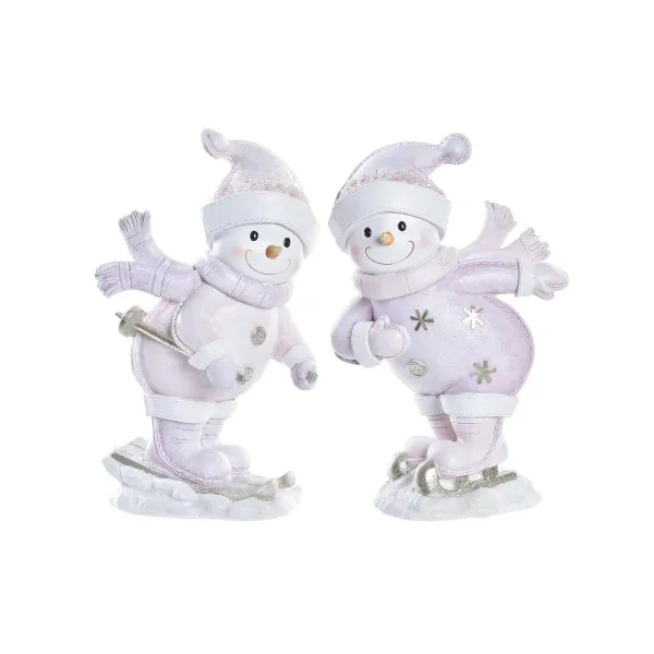Ziemassvētku Nieciņš DKD Home Decor Sveķi Sniega lelle (15 x 13,5 x 24,5 cm) (2 gb.)