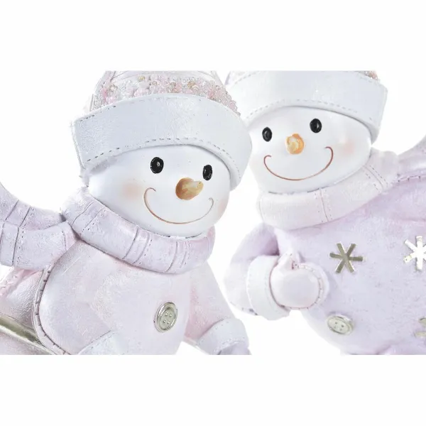 Ziemassvētku Nieciņš DKD Home Decor Sveķi Sniega lelle (15 x 13,5 x 24,5 cm) (2 gb.)