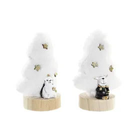 Новогоднее украшение DKD Home Decor Дерево полиэстер MDF Смола (12 x 8 x 15,5 cm) (2 штук)