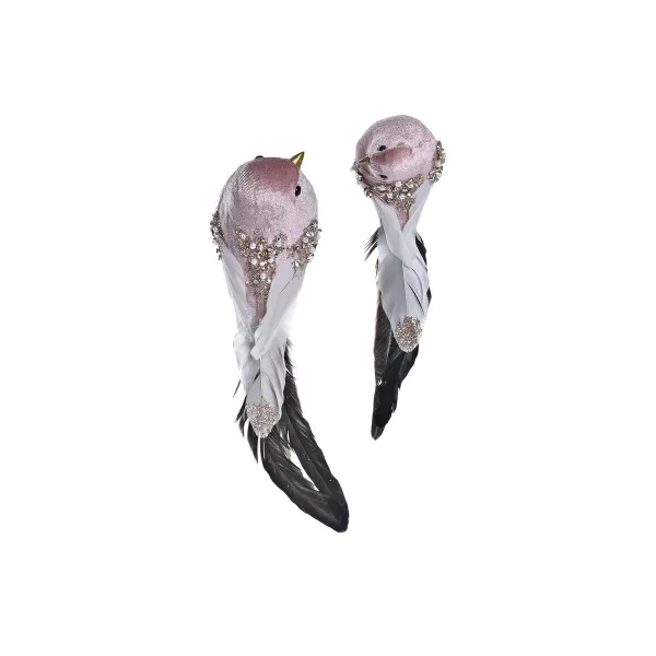 Ziemassvētku Nieciņš DKD Home Decor Poliesters Птица (25 x 8 x 8 cm) (2 gb.)