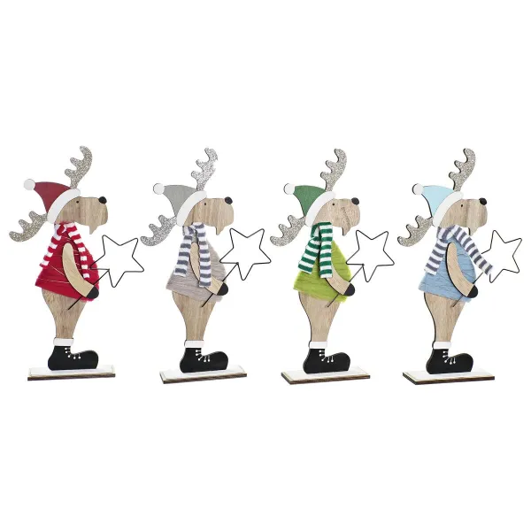Kalėdų papuošalai DKD Home Decor Medžio Poliesteris Šiaurės elnias (5 x 22 x 41 cm) (4 vnt.)