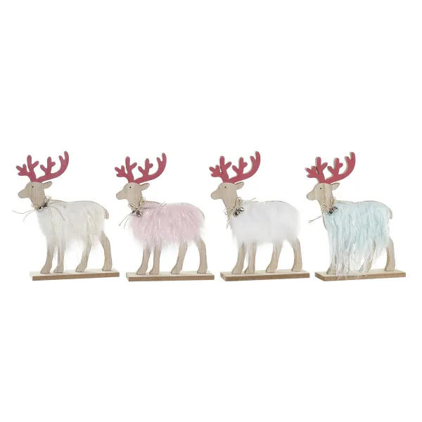 Ziemassvētku Nieciņš DKD Home Decor Poliesters MDF Ziemeļbrieži (23 x 5 x 16 cm) (4 gb.)