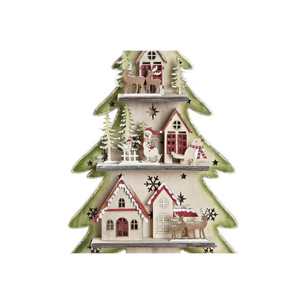 Новогодняя ёлка DKD Home Decor Красный Дерево Синий Розовый Деревянный Зеленый (23 x 9 x 47 cm) (2 штук)
