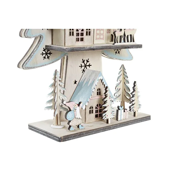 Jaungada eglīte DKD Home Decor Sarkans Koks Zils Rozā Zaļš (23 x 9 x 47 cm) (2 gb.)