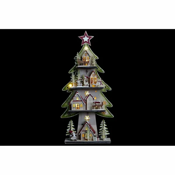 Jaungada eglīte DKD Home Decor Sarkans Koks Zils Rozā Zaļš (23 x 9 x 47 cm) (2 gb.)