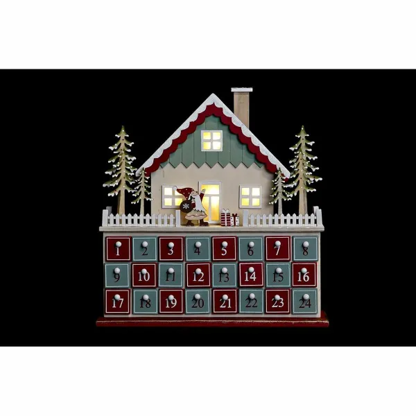 Рождественский календарь DKD Home Decor Деревянный дом (32 x 8 x 33 cm) (2 штук)