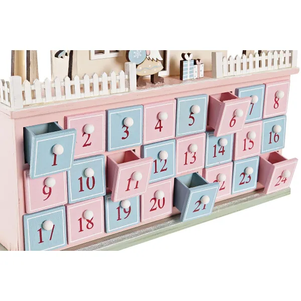 Рождественский календарь DKD Home Decor Деревянный дом (32 x 8 x 33 cm) (2 штук)
