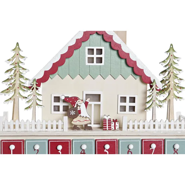 Рождественский календарь DKD Home Decor Деревянный дом (32 x 8 x 33 cm) (2 штук)