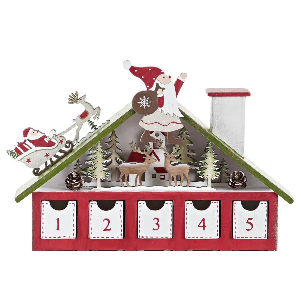 Рождественский календарь DKD Home Decor Деревянный дом (27 x 7 x 40 cm) (2 штук)
