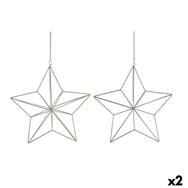 Новогоднее украшение DKD Home Decor Металл Звезда (2 штук) (30 x 11 x 30 cm)