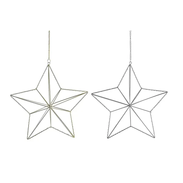 Joulukuusenpallo DKD Home Decor Metalli Tähti (2 osaa) (30 x 11 x 30 cm)