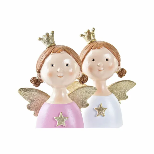 Joulukuusenpallo DKD Home Decor Hartsi Enkeli (9 x 5 x 12 cm) (2 osaa)