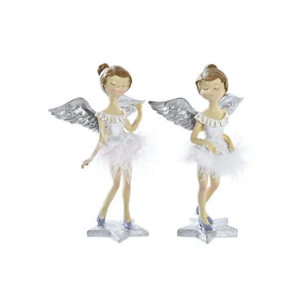 Новогоднее украшение DKD Home Decor Смола Ангел (11 x 9 x 17 cm) (2 штук)
