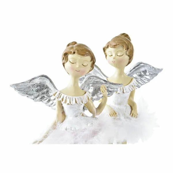 Joulukuusenpallo DKD Home Decor Hartsi Enkeli (11 x 9 x 17 cm) (2 osaa)