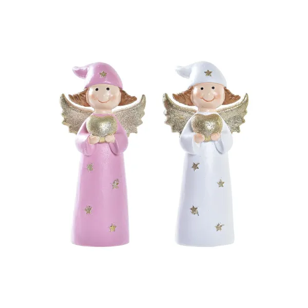 Kalėdų papuošalai DKD Home Decor Porcelianas Angelas (7 x 5 x 14 cm) (2 vnt.)