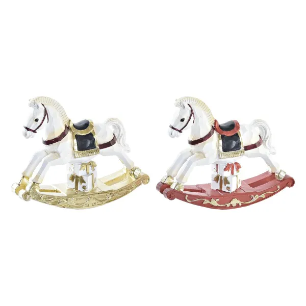 Ziemassvētku Nieciņš DKD Home Decor Zirgs Sveķi (14 x 4 x 11 cm) (2 gb.)