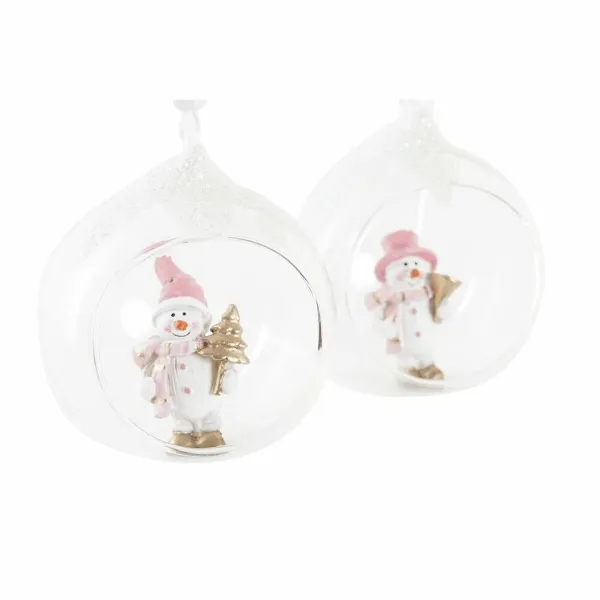 Kalėdų papuošalai DKD Home Decor Stiklas Derva (7 x 6 x 8 cm) (4 vnt.)