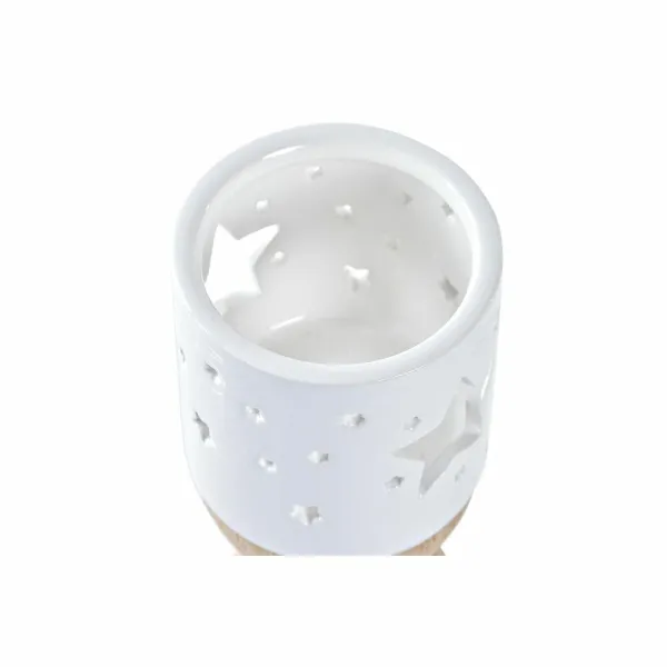 Ziemassvētku Sveces Turētājs DKD Home Decor Balts Brūns Dabisks Zvaigzne 6 x 6 x 14 cm