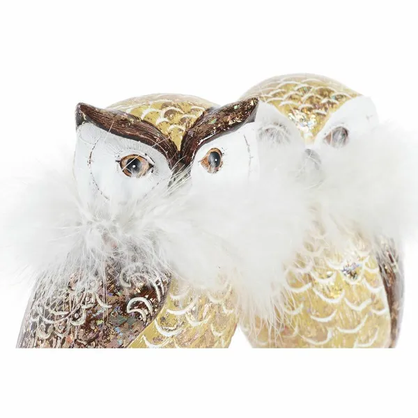 Новогоднее украшение DKD Home Decor Сова Смола (7,5 x 7,5 x 14 cm) (2 штук)