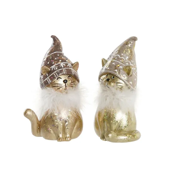 Joulukuusenpallo DKD Home Decor Hartsi Kissa (9 x 6 x 15 cm) (2 osaa)