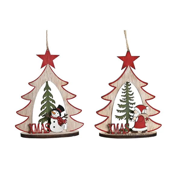 Новогоднее украшение DKD Home Decor Деревянный (2 штук) (14 x 6 x 18 cm)