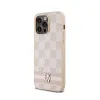 DKNY Leather Checkered Mono Pattern & Printed Stripes - Case for iPhone 14 Pro Max (pink)