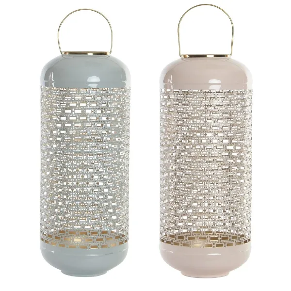 Žvakidė DKD Home Decor Mėlyna Rožinė Aliuminis 24 x 24 x 60 cm 24 x 24 x 71 cm (2 vnt.) (2 Dalys)