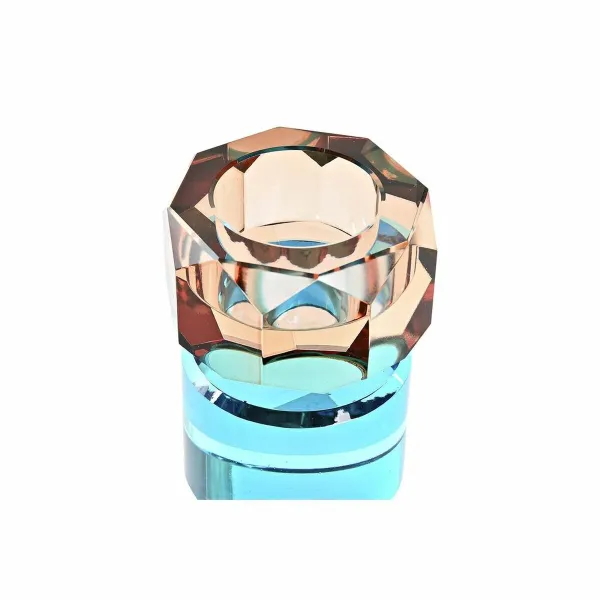 Žvakidė DKD Home Decor Žalia Gintaras Dvispalviais Stiklas 7 x 7 x 9 cm
