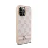 DKNY Leather Checkered Mono Pattern & Printed Stripes - Case for iPhone 14 Pro Max (pink)