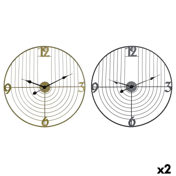 Sieninis laikrodis DKD Home Decor Juoda Auksinis Metalinis 60 x 3 x 60 cm Šiuolaikiškas (2 vnt.)