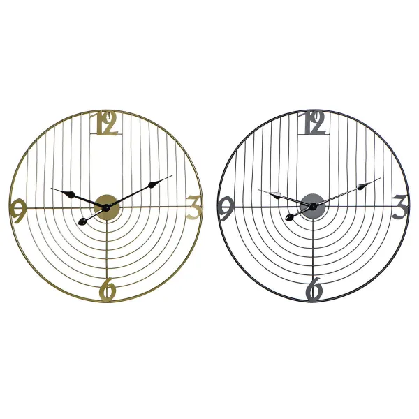 Sieninis laikrodis DKD Home Decor Juoda Auksinis Metalinis 60 x 3 x 60 cm Šiuolaikiškas (2 vnt.)