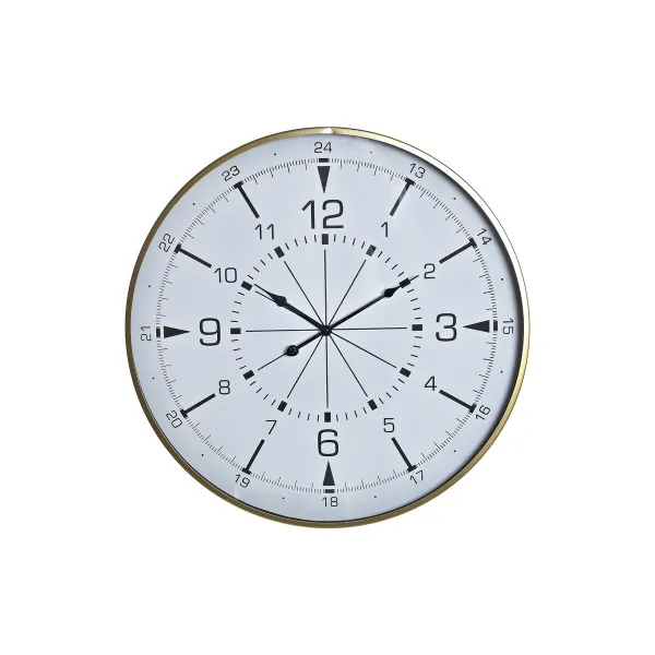 Seinäkello DKD Home Decor Kristalli Kullattu Metalli Valkoinen Kompassi (60 x 3 x 60 cm)