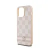 DKNY Leather Checkered Mono Pattern & Printed Stripes - Case for iPhone 14 Pro Max (pink)