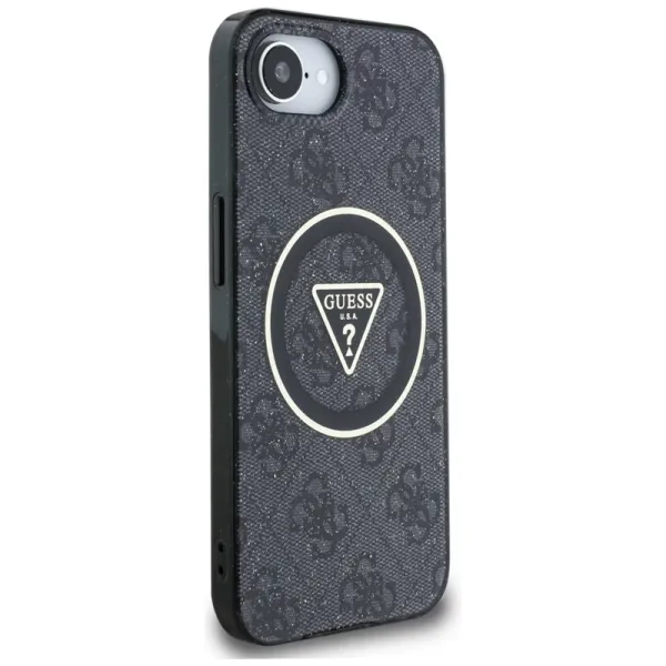 Guess IML Metal Glitter 4G Circle Triangle MagSafe - Case for iPhone 16e (black)