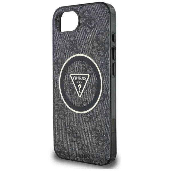 Guess IML Metal Glitter 4G Circle Triangle MagSafe - Case for iPhone 16e (black)