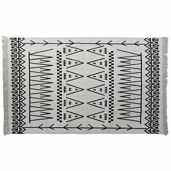 Matto DKD Home Decor 160 x 250 x 0,7 cm Musta Polyesteri Puuvilla Valkoinen Ikat Boho