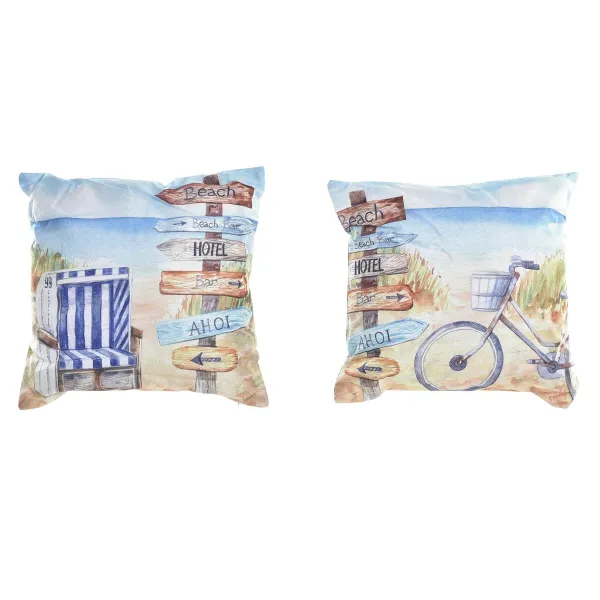 Tyyny DKD Home Decor Ranta Polyesteri Alumiini Monivärinen Välimeren (45 x 10 x 45 cm) (2 osaa)