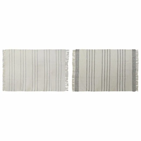 Matto DKD Home Decor 120 x 180 x 0,75 cm Harmaa Polyesteri Valkoinen Hapsu Boho (2 osaa)