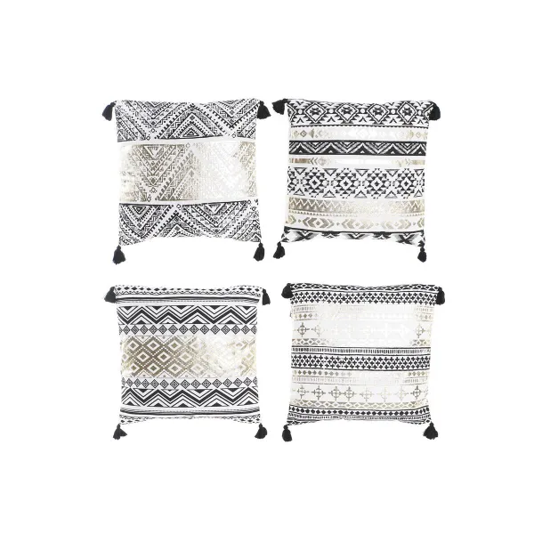 Подушка DKD Home Decor Чёрный Позолоченный полиэстер Хлопок Алюминий Араб (45 x 10 x 45 cm) (4 штук)