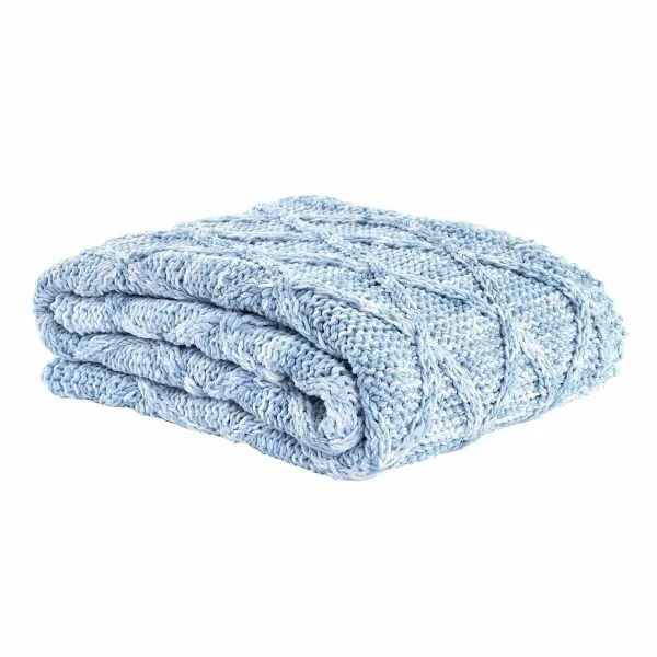 Gultas Pārklājs DKD Home Decor Zils Debesu zils 150 x 125 x 1 cm (2 gb.)