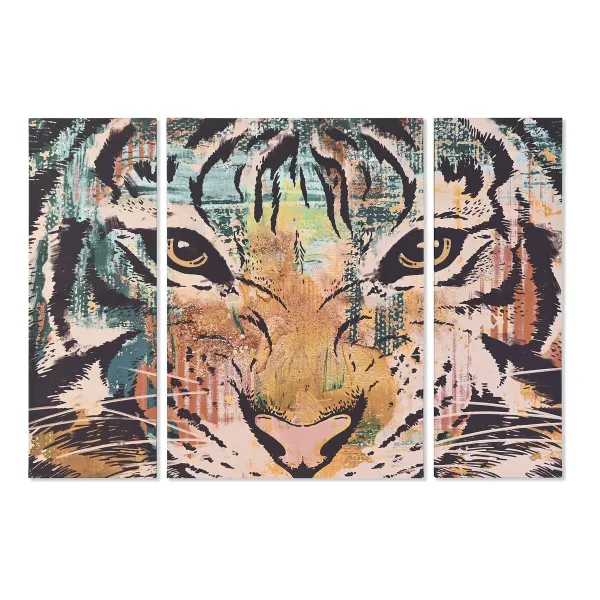 Canvas DKD Home Decor Canvas MDF Wood 140 x 3,8 x 100 cm (3 Pieces)