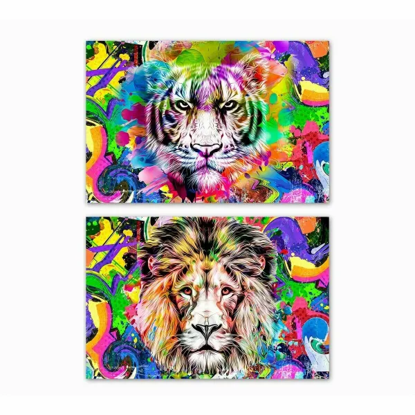 Canvas DKD Home Decor Lauva Moderns (70 x 1,8 x 50 cm) (2 gb.)