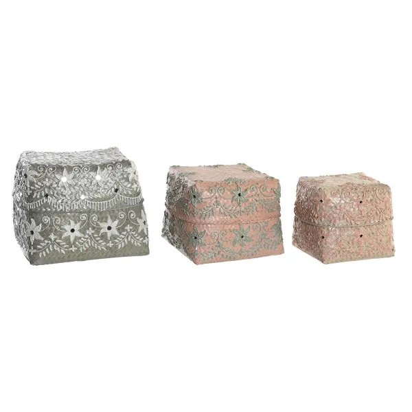 Dekoratīvās Kastes Komplekts DKD Home Decor Daudzkrāsains Bambuss Boho (3 Daudzums)