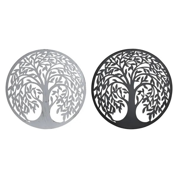 Настенный декор DKD Home Decor Дерево Металл традиционный (2 штук) (40 x 1 x 40 cm)