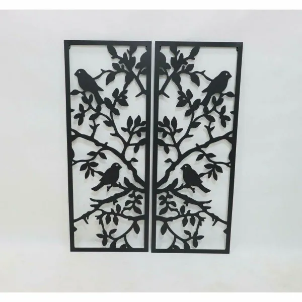 Настенный декор DKD Home Decor (2 Предметы) Металл птицы Shabby Chic (35 x 1,3 x 91 cm)