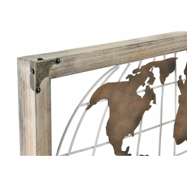 Dekoratyvinė figūrėlė DKD Home Decor Natūralus Metalinis Varinis Pušis Pasaulio žemėlapis (75 x 6 x 46 cm)