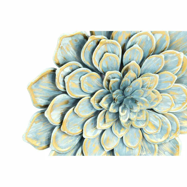 Sienų dekoracija DKD Home Decor 61 x 8 x 61 cm Gėlė Mėlyna Oranžinė Shabby Chic (2 vnt.)