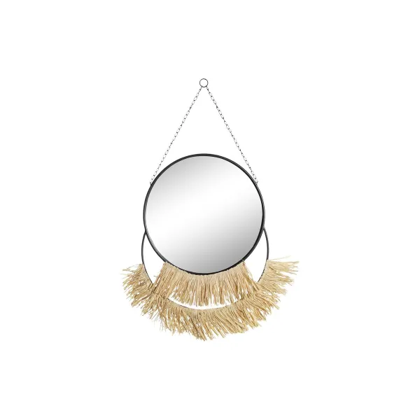 Sieninis veidrodis DKD Home Decor Juoda Auksinis Natūralus Kutai Boho 55 x 2,5 x 83 cm