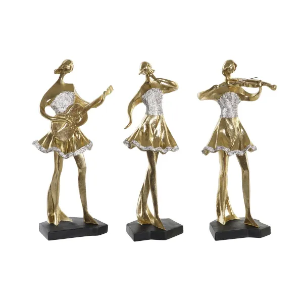 Dekoratyvinė figūrėlė DKD Home Decor Muzika 20 x 12 x 41,5 cm Balerina Auksinis Romantiškas (3 vnt.)
